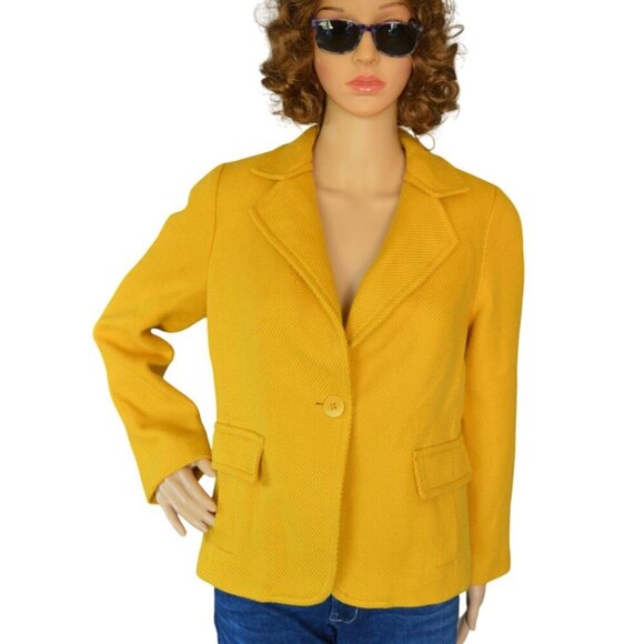 Talbots Plush Twill Jacket in English Mustard Womens Size 8 Petite Preppy Casual - Picture 2 of 10